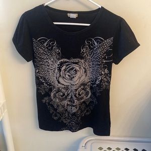 Ever Blue Black Graphic Tee Sz Small